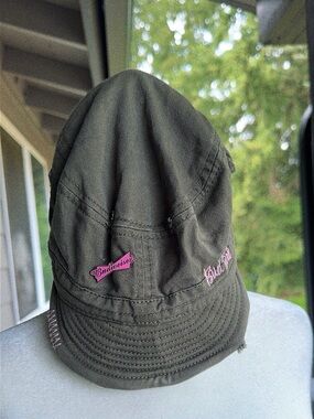 Budweiser Olive Green Bucket Hat with Pink Logo vintage cap